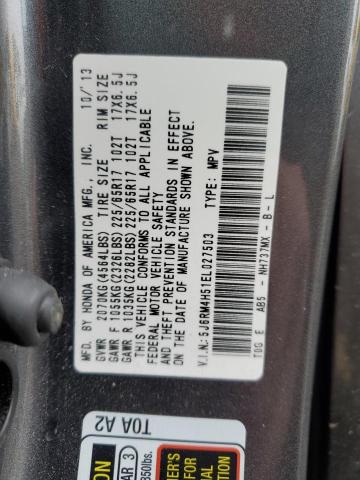 5J6RM4H51EL027503 - 2014 HONDA CR-V EX GRAY photo 12