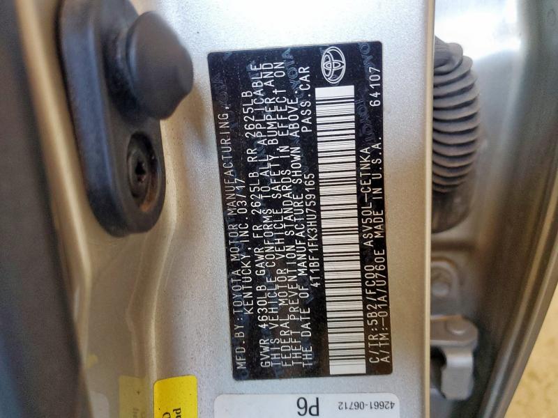 4T1BF1FK3HU759165 - 2017 TOYOTA CAMRY LE GOLD photo 12