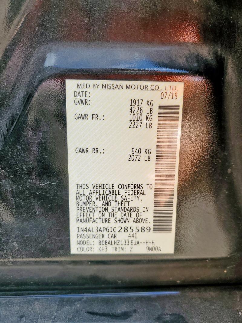 1N4AL3AP6JC285589 - 2018 NISSAN ALTIMA 2.5 BLACK photo 12