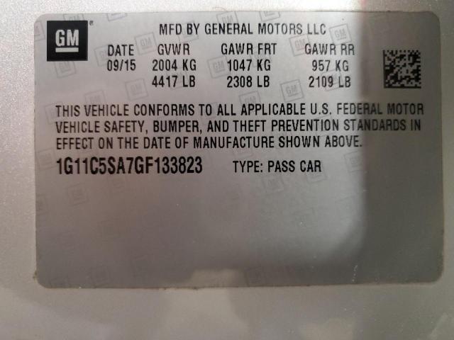 1G11C5SA7GF133823 - 2016 CHEVROLET MALIBU LIM LT 银色 照片 12