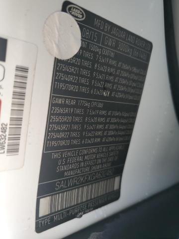 SALWR2KFXGA632482 - 2016 LAND ROVER RANGE ROVE HSE WHITE photo 14