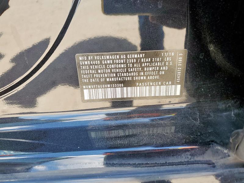 WVWVF7AU6HW133305 - 2017 VOLKSWAGEN GOLF R Սև լուսանկար 13