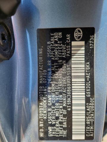 4T1BK36B69U351591 - 2009 TOYOTA AVALON XL BLUE photo 12