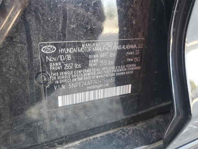 5NPE24AF7KH756683 - 2019 HYUNDAI SONATA SE შავი ფოტო 12