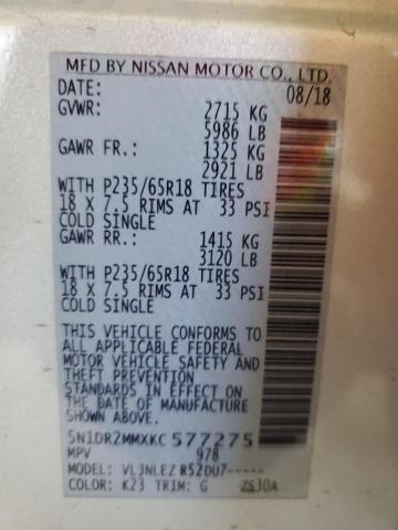 5N1DR2MMXKC577275 - 2019 NISSAN PATHFINDER S Argent photo 13