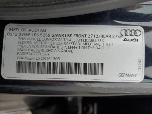 WAUGGAFCXCN151305 - 2012 AUDI A6 PREMIUM PLUS ლურჯი ფოტო 12