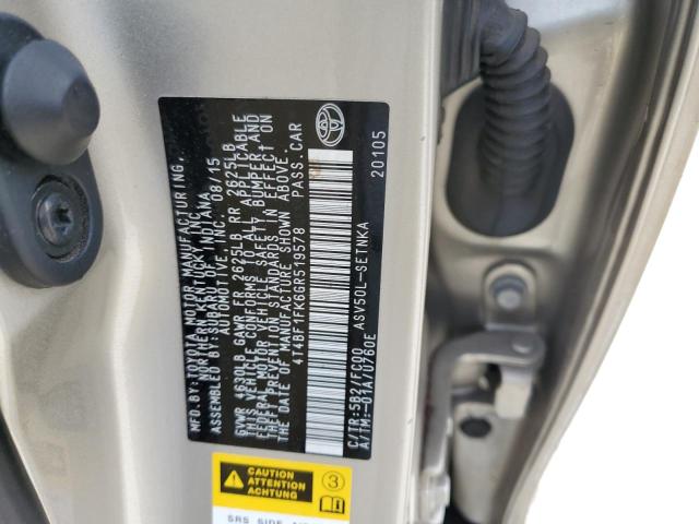 4T4BF1FK6GR519578 - 2016 TOYOTA CAMRY LE SILVER photo 12