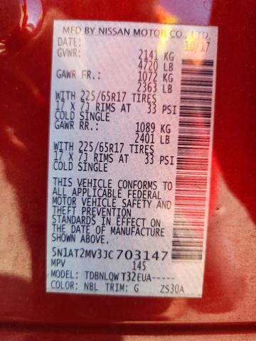 5N1AT2MV3JC703147 - 2018 NISSAN ROGUE S 红色 照片 13