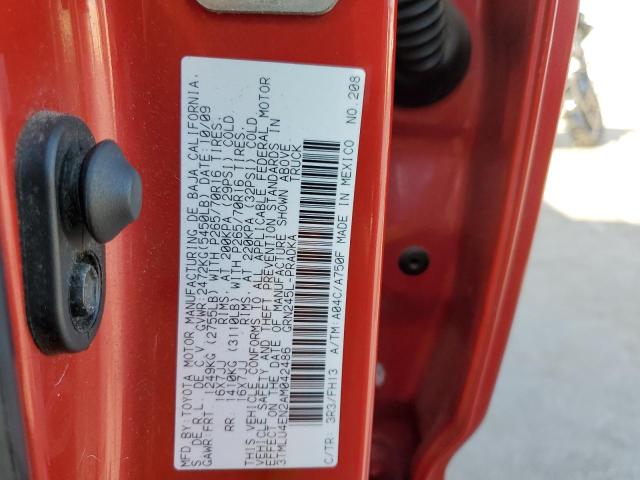 3TMLU4EN2AM042486 - 2010 TOYOTA TACOMA DOUBLE CAB 红色 照片 12