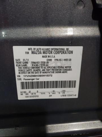 1YVHZ8BH3B5M15372 - 2011 MAZDA 6 I GRAY photo 12