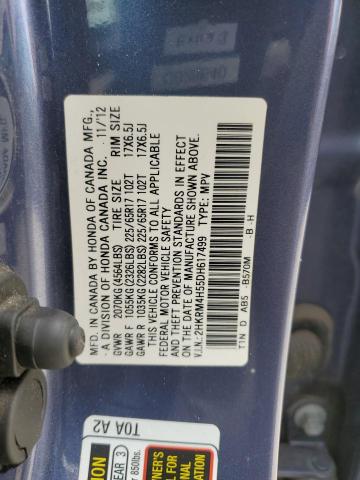 2HKRM4H55DH617499 - 2013 HONDA CR-V EX Көк фото 13