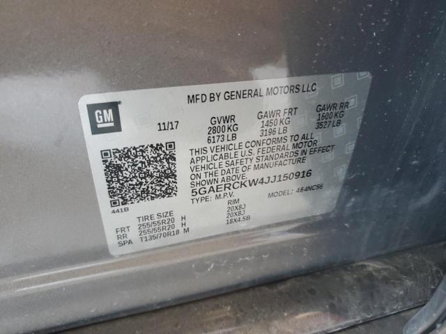 5GAERCKW4JJ150916 - 2018 BUICK ENCLAVE PREMIUM GRAY photo 13