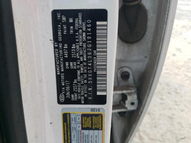 5XXGT4L36JG191460 - 2018 KIA OPTIMA LX WHITE photo 12