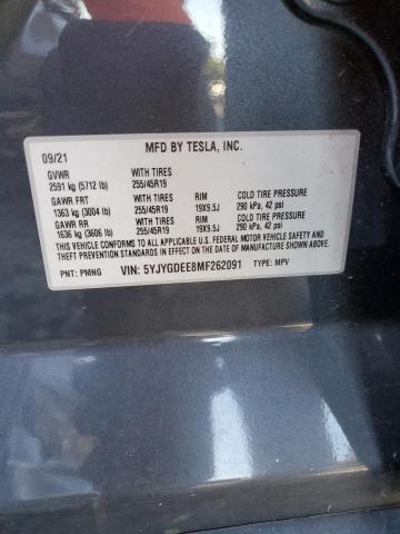 5YJYGDEE8MF262091 - 2021 TESLA MODEL Y CHARCOAL photo 13