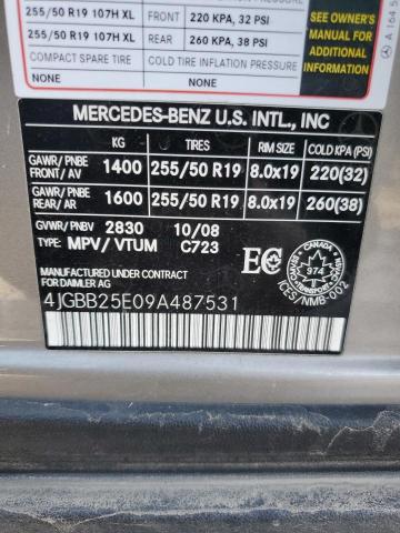 4JGBB25E09A487531 - 2009 MERCEDES-BENZ ML SILVER photo 13