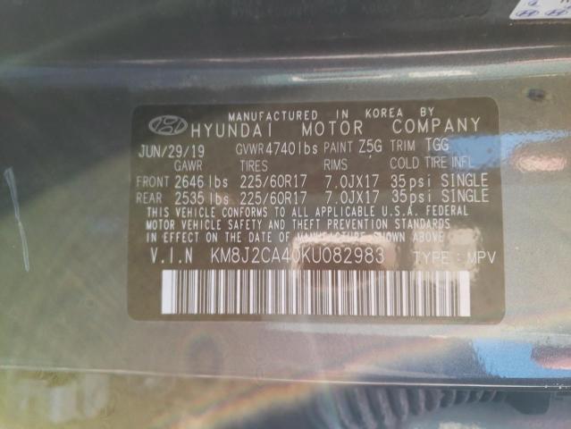 KM8J2CA40KU082983 - 2019 HYUNDAI TUCSON SE GRAY photo 12