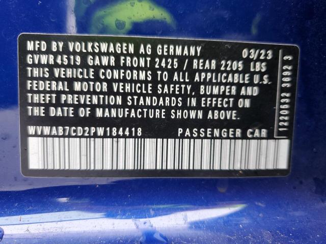 WVWAB7CD2PW184418 - 2023 VOLKSWAGEN GOLF 20TH ANNIVERSARY BLUE photo 12