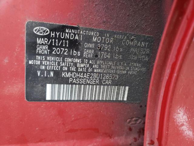 KMHDH4AE2BU126573 - 2011 HYUNDAI ELANTRA GLS RED photo 12