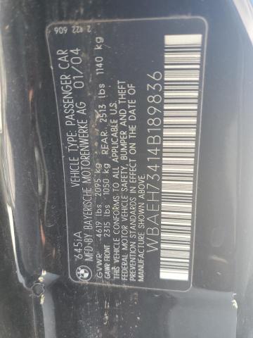 WBAEH73414B189836 - 2004 BMW 645 CI AUTOMATIC BLACK photo 12