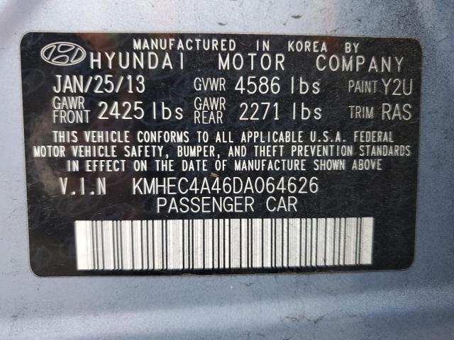 KMHEC4A46DA064626 - 2013 HYUNDAI SONATA HYBRID BLUE photo 12