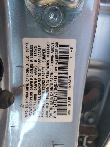 19XFC1F72GE041615 - 2016 HONDA CIVIC EXL SILVER photo 13