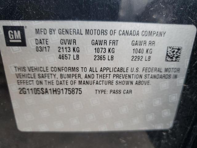 2G1105SA1H9175875 - 2017 CHEVROLET IMPALA LT Siyah fotoğraf 12