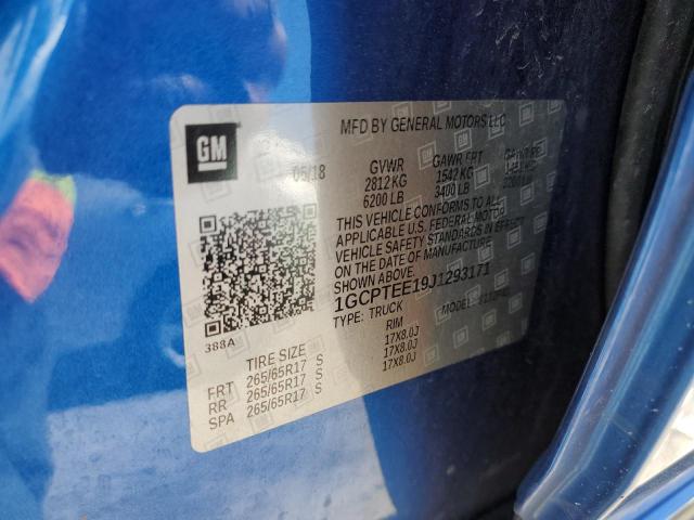 1GCPTEE19J1293171 - 2018 CHEVROLET COLORADO ZR2 BLUE photo 12