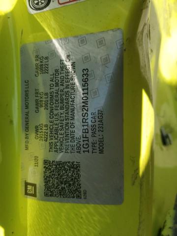 1G1FB1RS2M0115633 - 2021 CHEVROLET CAMARO LS TWO TONE photo 12