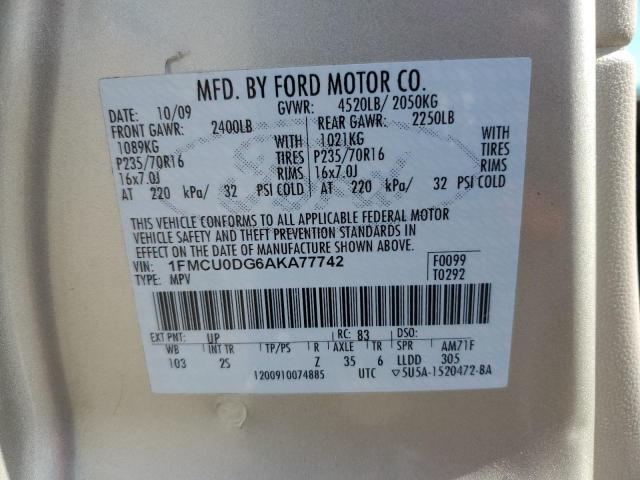 1FMCU0DG6AKA77742 - 2010 FORD ESCAPE XLT ოქროსფერი ფოტო 13
