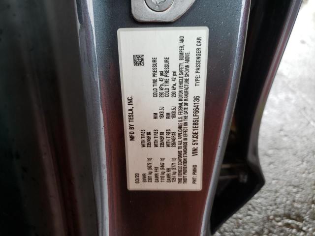5YJ3E1EB5LF664136 - 2020 TESLA MODEL 3 GRAY photo 13
