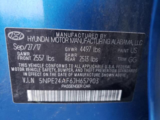 5NPE24AF6JH657903 - 2018 HYUNDAI SONATA SE BLUE photo 12