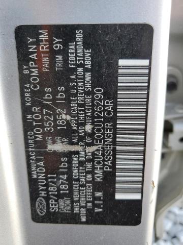 KMHCU4AE0CU126290 - 2012 HYUNDAI ACCENT GLS ვერცხლისფერი ფოტო 12