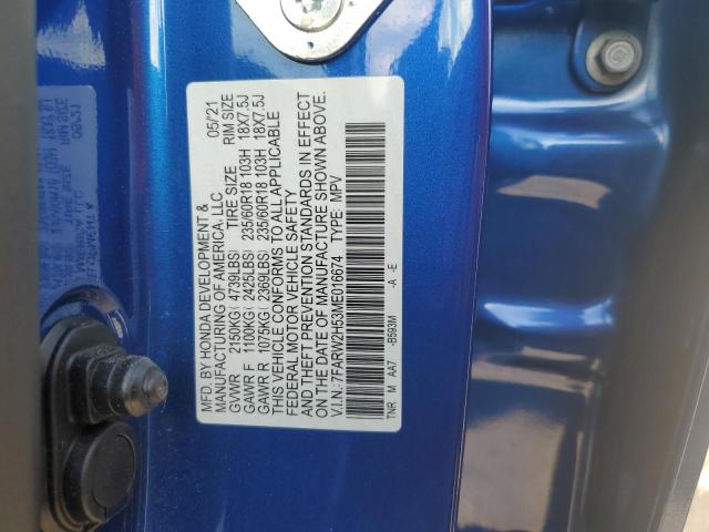 7FARW2H53ME016674 - 2021 HONDA CR-V EX BLUE photo 14