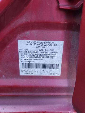 1YVHP80D765M49830 - 2006 MAZDA 6 S 红色 照片 12