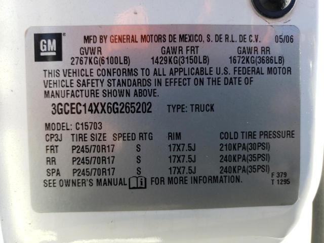 3GCEC14XX6G265202 - 2006 CHEVROLET SILVERADO C1500 WHITE photo 12