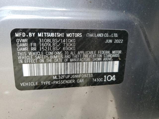 ML32FUFJ6NHF09233 - 2022 MITSUBISHI MIRAGE G4 ES SILVER photo 12