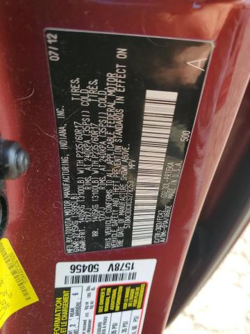 5TDKK3DCXCS278253 - 2012 TOYOTA SIENNA LE BURGUNDY photo 13