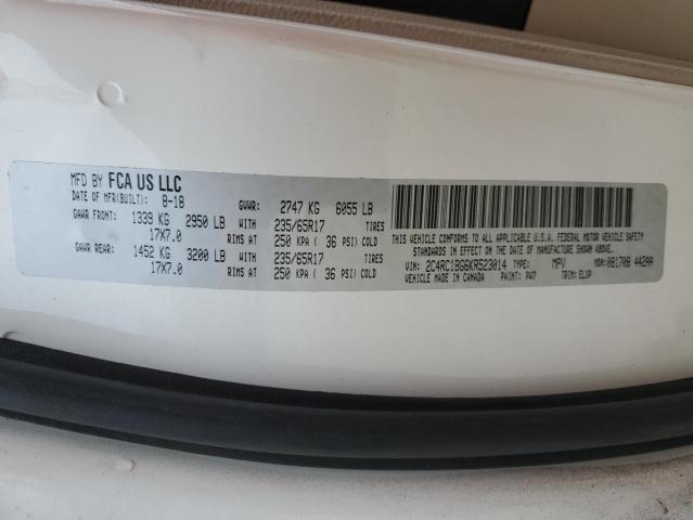 2C4RC1BG6KR523014 - 2019 CHRYSLER PACIFICA TOURING L WHITE photo 13