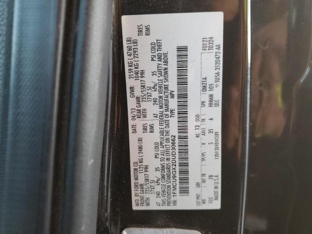 1FMCU9GX2DUD30662 - 2013 FORD ESCAPE SE BLACK photo 12