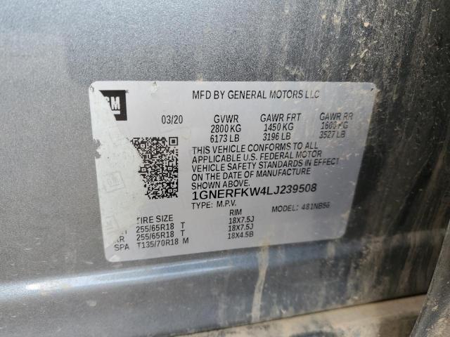 1GNERFKW4LJ239508 - 2020 CHEVROLET TRAVERSE LS GRAY photo 12