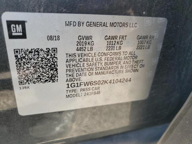 1G1FW6S02K4104244 - 2019 CHEVROLET BOLT EV LT BLACK photo 13