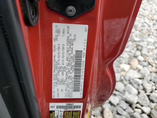 5TFTX4CN4FX058152 - 2015 TOYOTA TACOMA ACCESS CAB RED photo 12