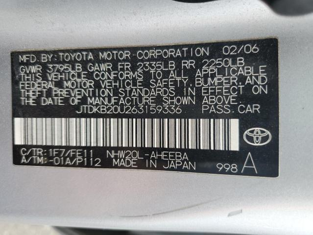 JTDKB20U263159336 - 2006 TOYOTA PRIUS SILVER photo 12