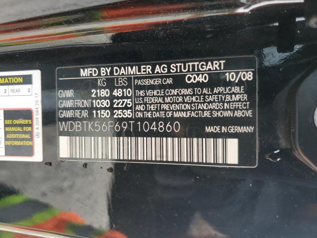 WDBTK56F69T104860 - 2009 MERCEDES-BENZ CLK 350 BLACK photo 12
