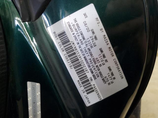 JM1NB353910202387 - 2001 MAZDA MX-5 MIATA BASE GREEN photo 13