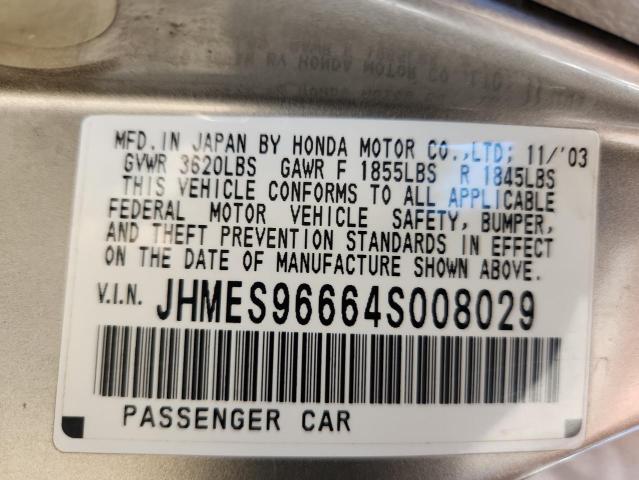 JHMES96664S008029 - 2004 HONDA CIVIC HYBRID GOLD photo 12