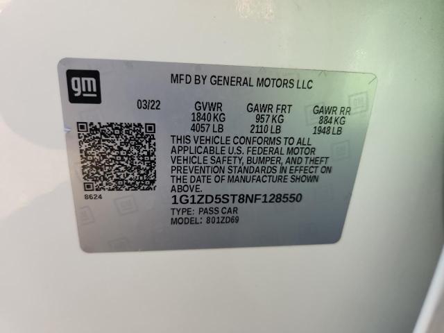 1G1ZD5ST8NF128550 - 2022 CHEVROLET MALIBU LT WHITE photo 13