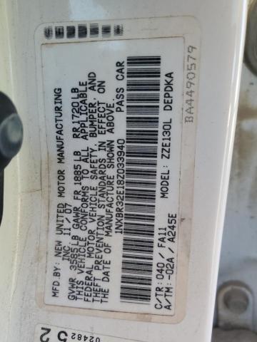 1NXBR32E18Z033940 - 2008 TOYOTA COROLLA CE Ağ foto 12