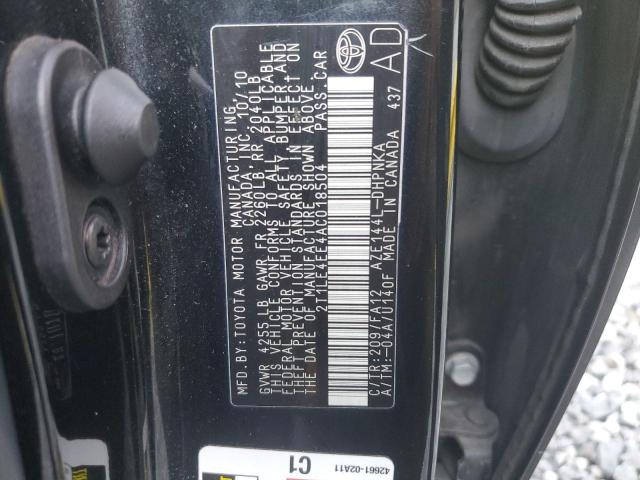 2T1LE4EE4AC018504 - 2010 TOYOTA COROLLA MA S BLACK photo 12