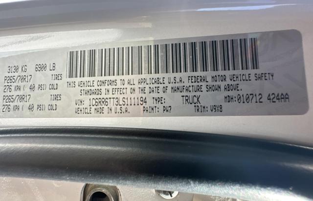 1C6RR6TT3LS111194 - 2020 RAM 1500 CLASS SLT 白色 照片 10